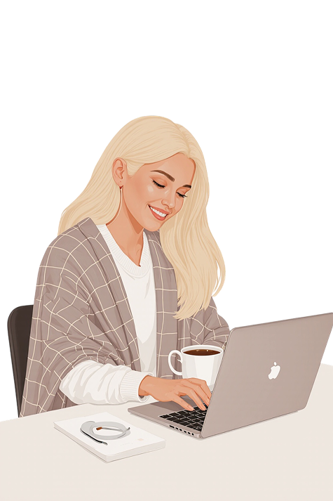 Дівчина за ноутбуком